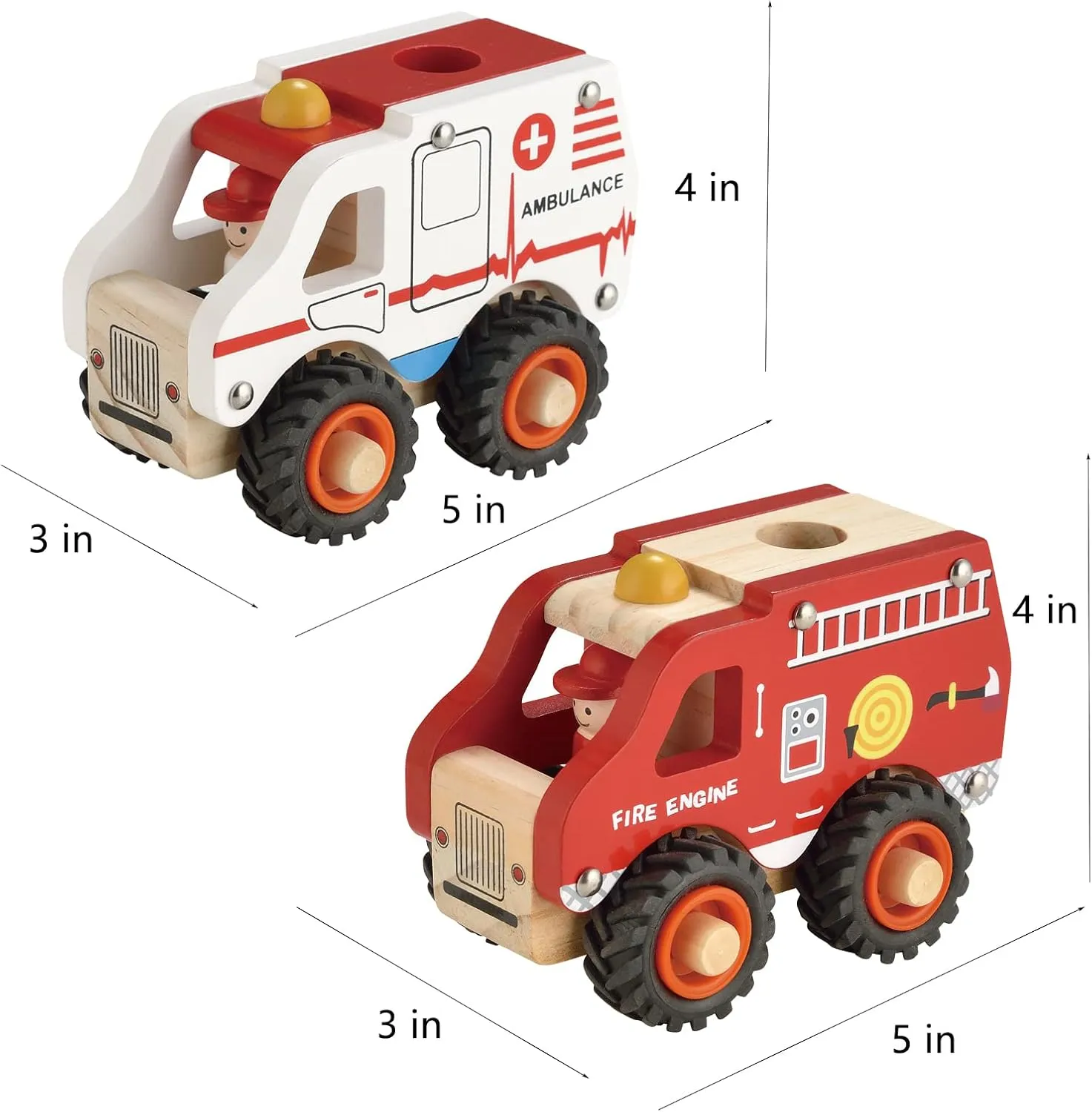 Wooden Push Car Toys for Infants 12-18 Months, 2 Pcs Baby Vehicle Toys Hand Push Car Toys for 1 Year Old Boys