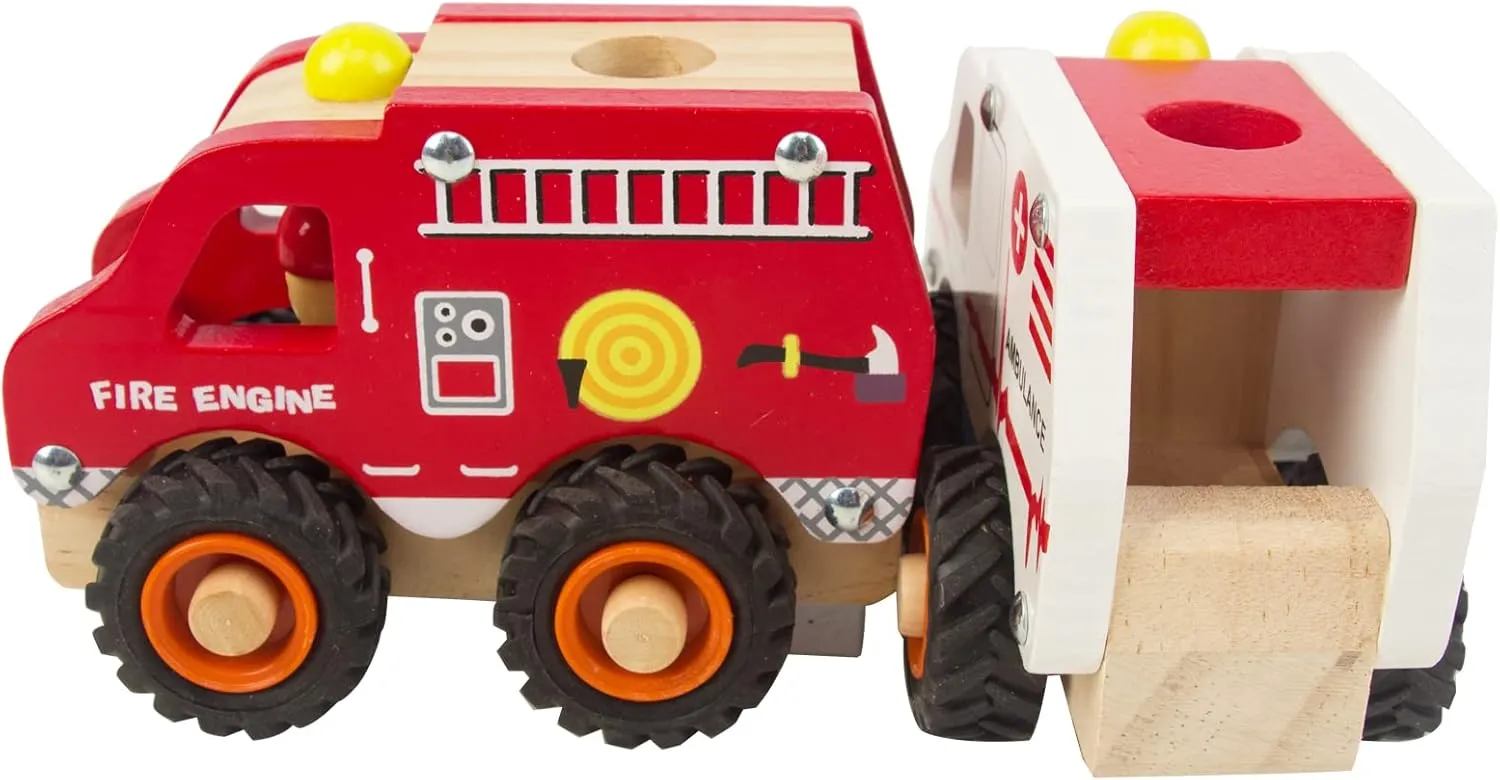 Wooden Push Car Toys for Infants 12-18 Months, 2 Pcs Baby Vehicle Toys Hand Push Car Toys for 1 Year Old Boys