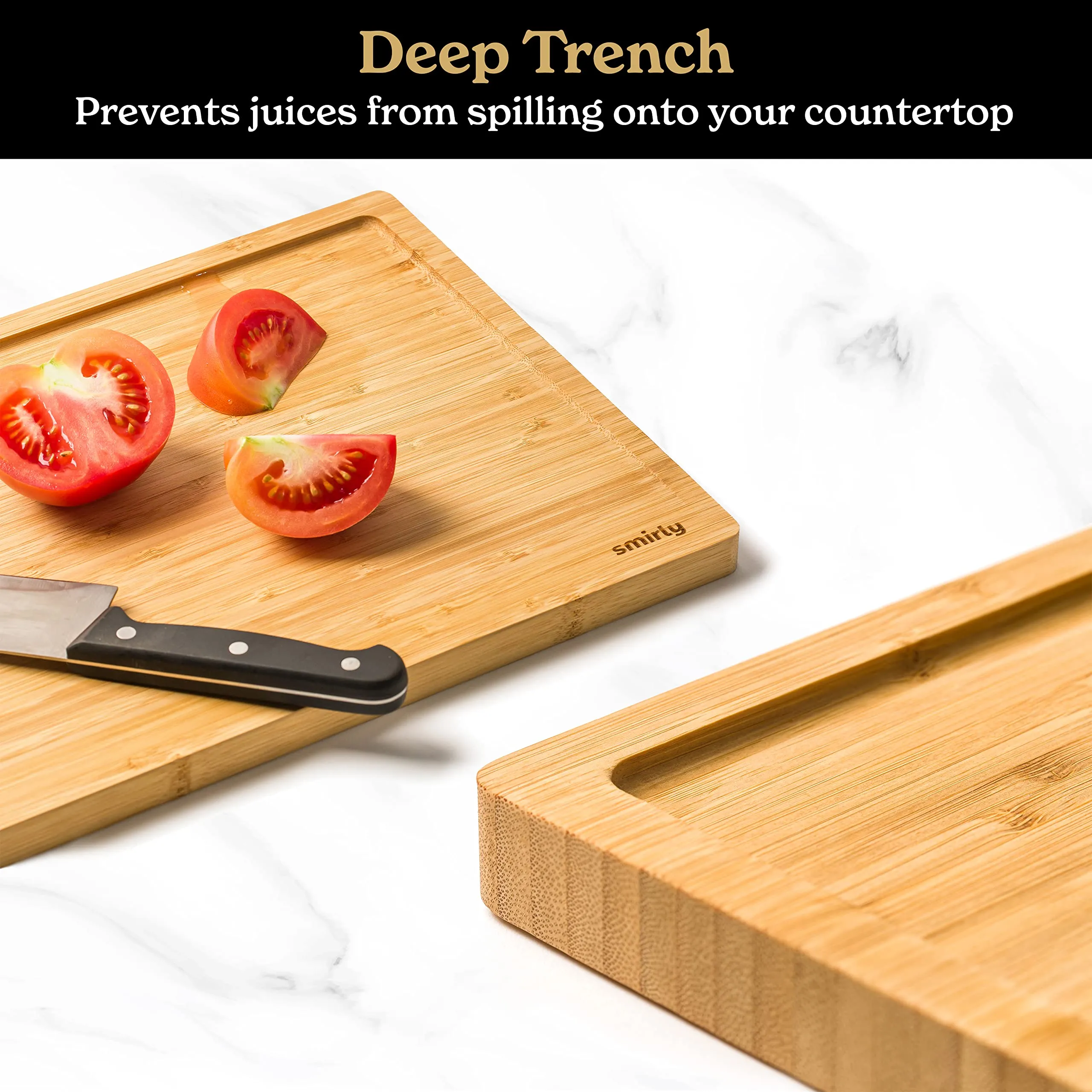 Wooden SMIRLY Wooden Cutting Boards For Kitchen - Bamboo Cutting Board Set with Holder, Wood Cutting Board Set, Cutting Board Wood, Wooden Chopping Board, Wooden Cutting Board Set