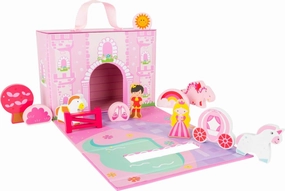 Wooden Toys Princess Castle Themed playworld in a Carrying case Designed for Children 3 , Multi (11114)
