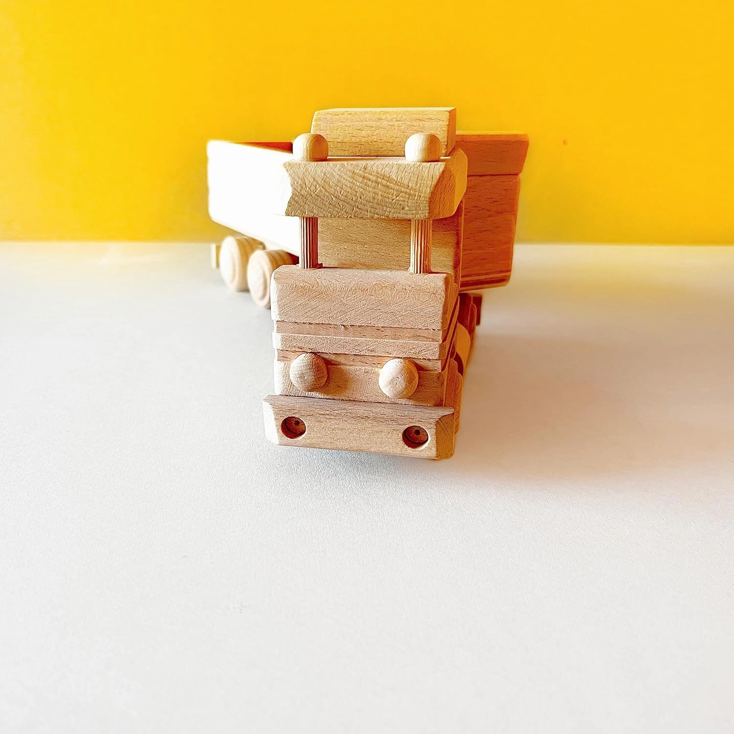 Wooden Truck Toy - for 3  Yr Children - Handmade in Poland - Natural Unfinished Wood Eco Friendly Toy