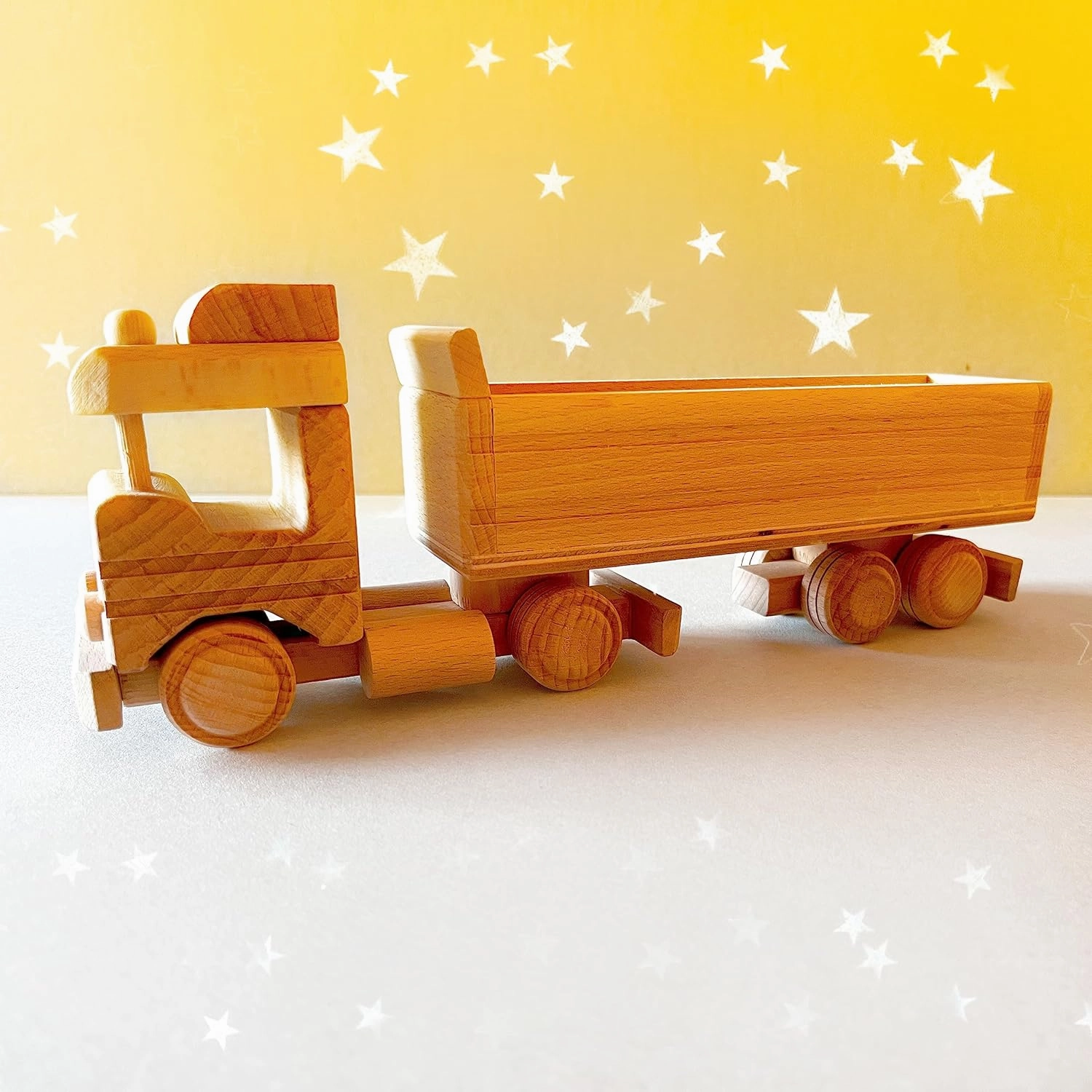 Wooden Truck Toy - for 3  Yr Children - Handmade in Poland - Natural Unfinished Wood Eco Friendly Toy