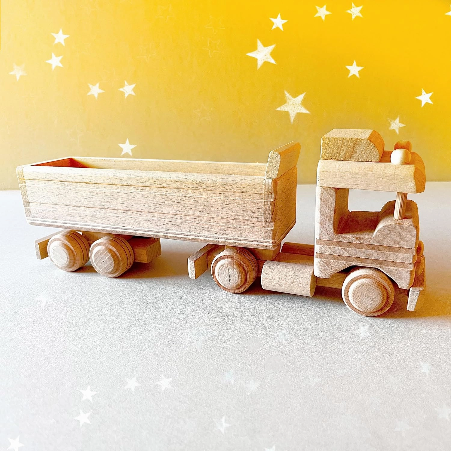 Wooden Truck Toy - for 3  Yr Children - Handmade in Poland - Natural Unfinished Wood Eco Friendly Toy