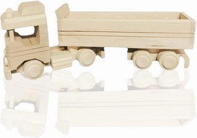Wooden Truck Toy - for 3  Yr Children - Handmade in Poland - Natural Unfinished Wood Eco Friendly Toy