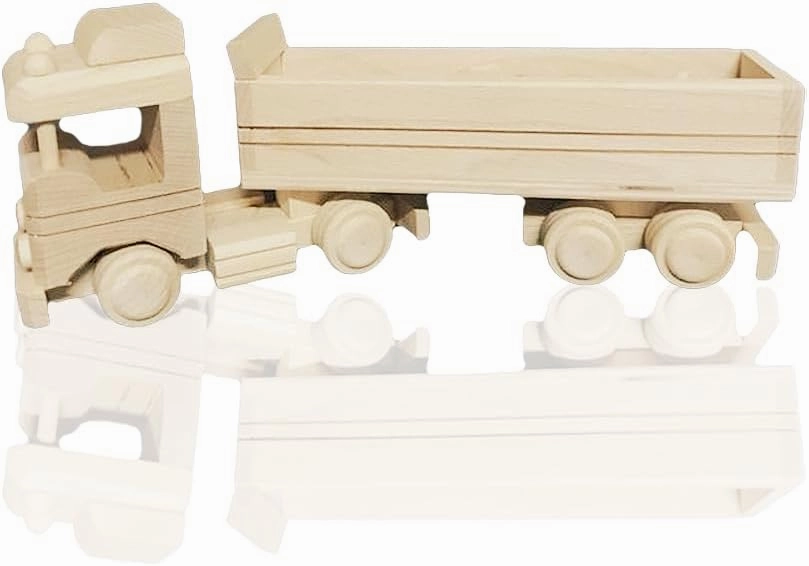 Wooden Truck Toy - for 3  Yr Children - Handmade in Poland - Natural Unfinished Wood Eco Friendly Toy