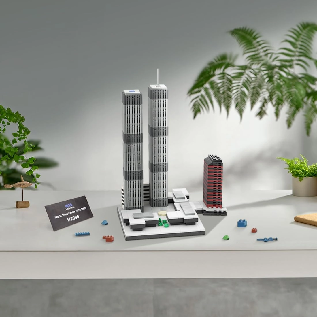 World Trade Center Building Blocks and Construction Toy, Collectible Architecture-Themed Model to Build and Display, Great Gift for Building Fans (982 PCS), 1:2000 Scale - Limited Nameplate