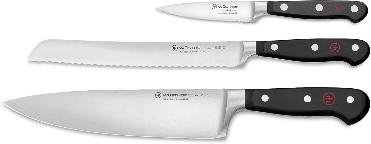 Wüsthof Classic 3-Piece Starter Knife Set, Black