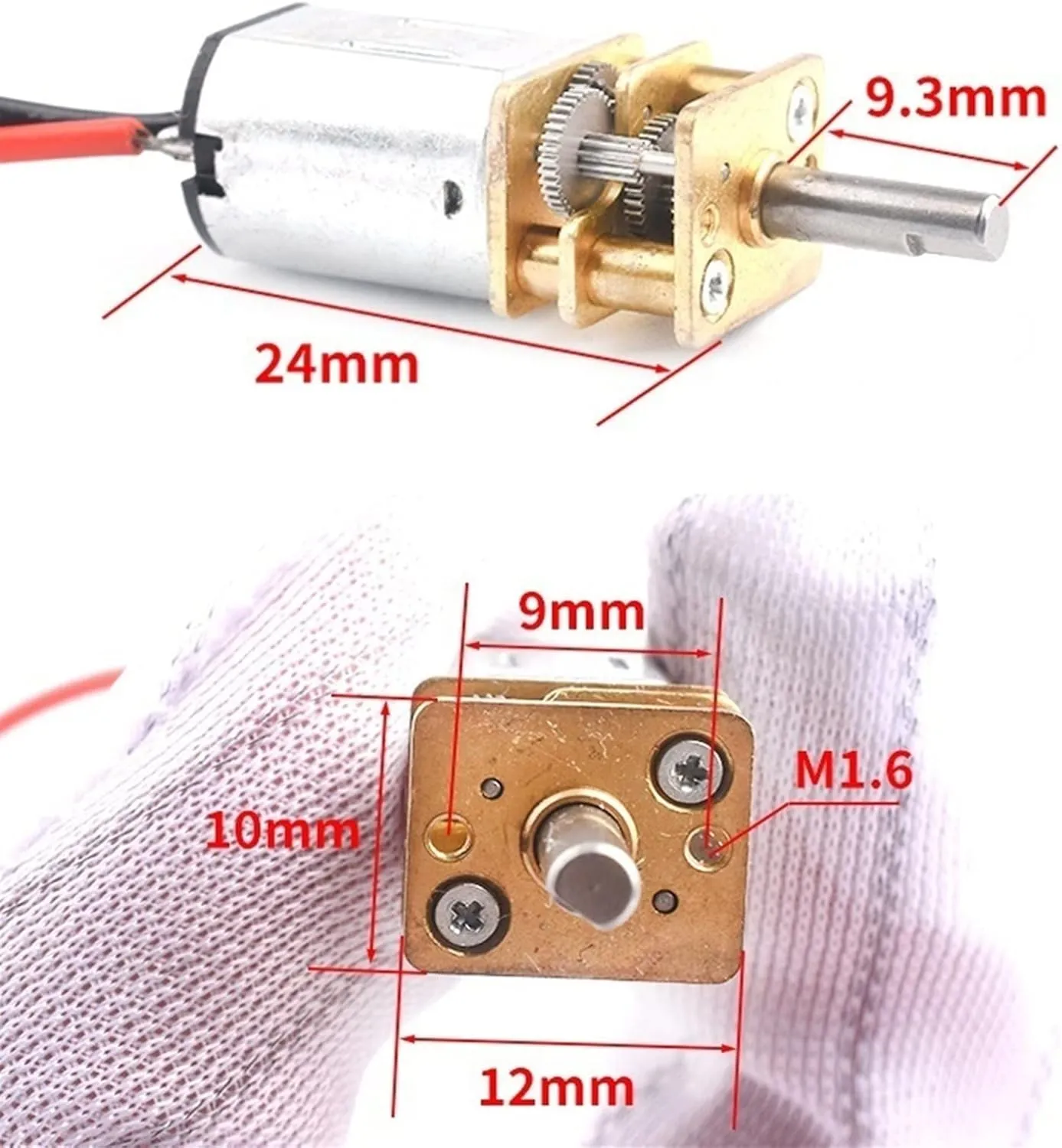 Xianglaa-Motor Mini DC 5V N20 Geared Motor, Toy Car Small Engine Models Drone 3-9V 36-108RPM Dc Motor Smart Car Accessories (Size : 9.3mm Shaft)