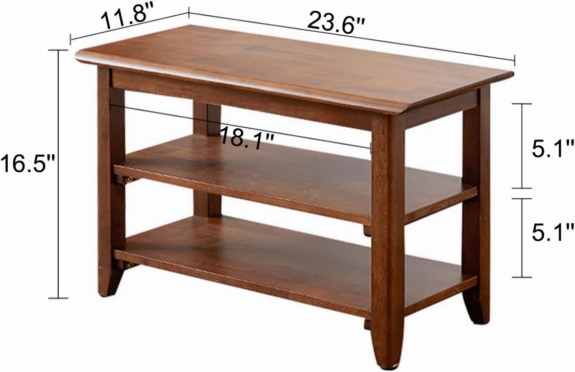 XKZG Storage Bench Wooden Shoe Bench Rustic Solid Wood Entryway Bench (Brown,23.6")