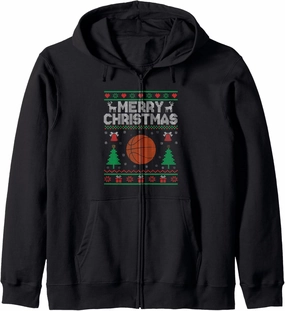 Xmas Merry Christmas Shoot Court Player Zip Hoodie