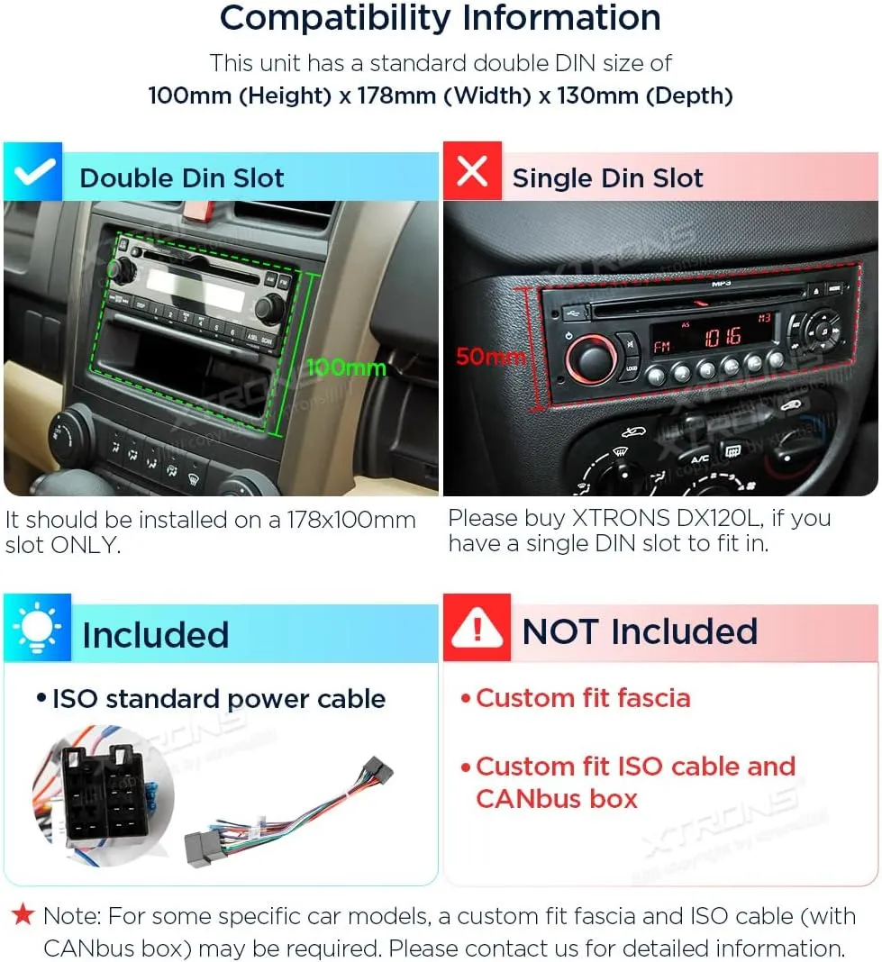 XTRONS 10.1 Inch Double Din Rotatable Android 13 Car Stereo Radio, Octa Core 4GB 64GB, QLED Touch Screen GPS Navigation Head Unit Support DSP, Car Play Android Auto 4G LTE