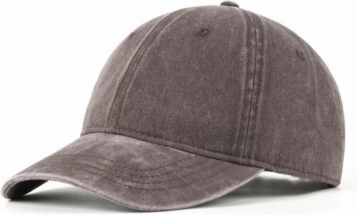 XXL Oversize Washed Denim Baseball Cap,Low Profile Jean Sports Cap for Big Heads 23.5"-25.5",Large Pigment Dyed Dad Hat