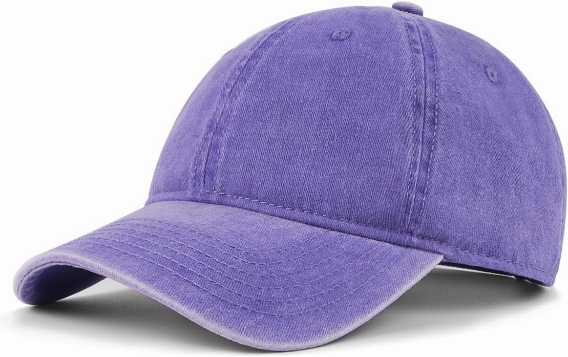 XXL Oversize Washed Denim Baseball Cap,Low Profile Jean Sports Cap for Big Heads 23.5"-25.5",Large Pigment Dyed Dad Hat