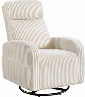 Yaheetech 360° Swivel Glider Chair for Nursery, Rocking Chair Nursing Chair with Side Pockets, Corduroy Glider for Living Room with High Back Beige