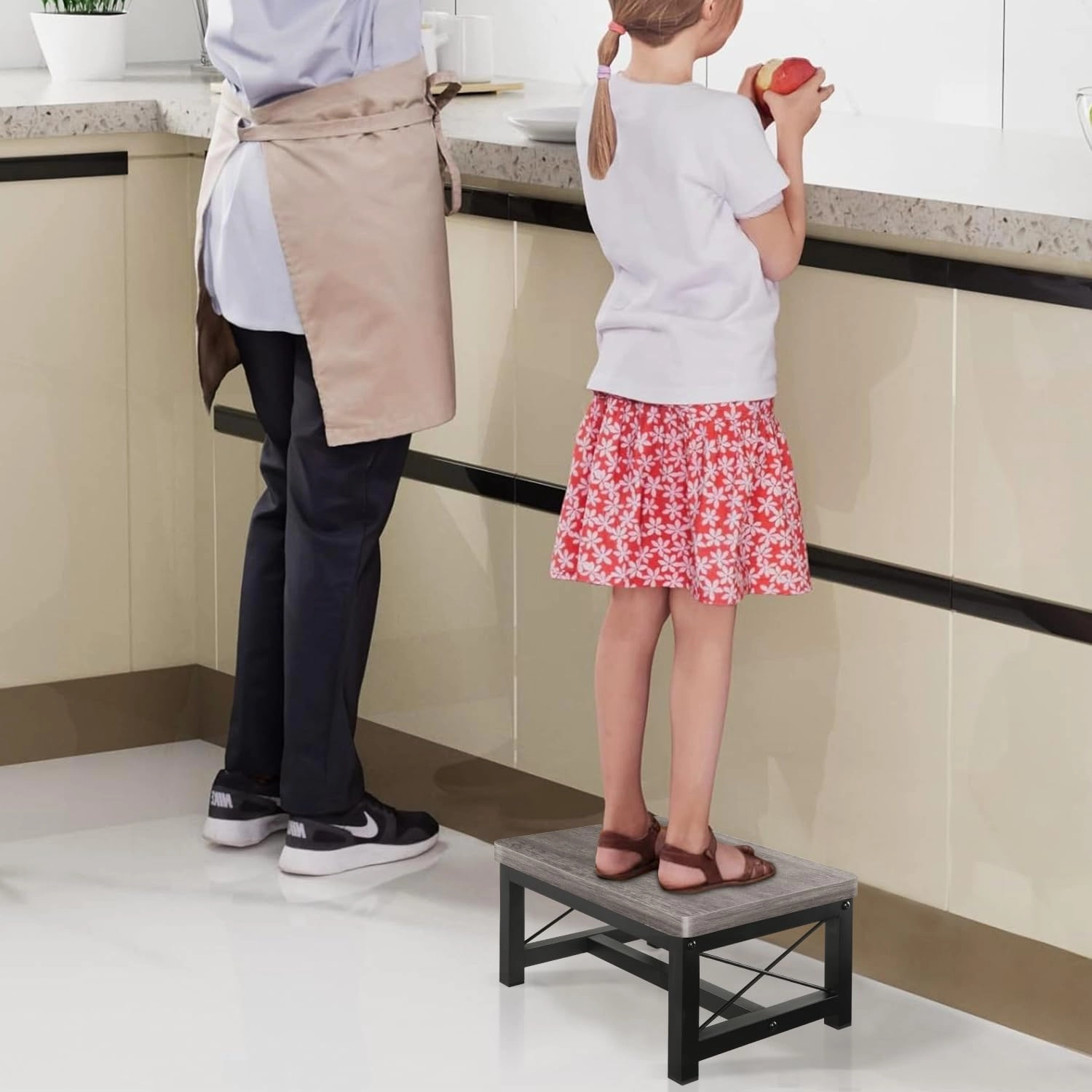 YINMIT Step Stool for Adults and Kids,Heavy Duty Step Stool for High Bed with Non-Slip Feet, Using for Bedroom, Hold Up to 500 lbs (Grey)