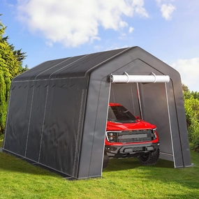 YITAHOME 8 x 14 FT Carport Canopy Heavy Duty Galvanized Frame Car Shelter Tent with Removable Sidewalls, Portable Garage Tent Boat Shelter - Gray