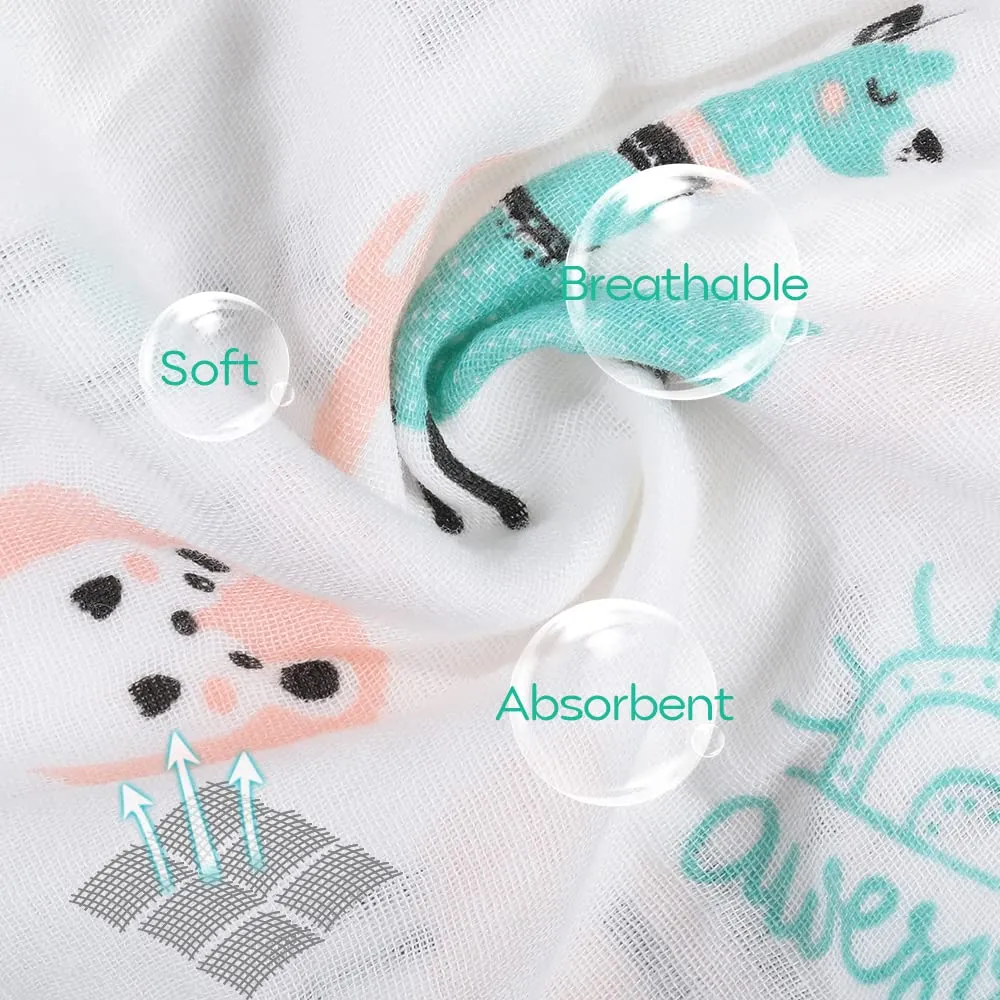 Yoofoss Muslin Burp Cloths for Baby 10 Pack 100% Cotton Baby Washcloths for Boys Girls Large 20''X10'' Super Soft and Absorbent Alpaca