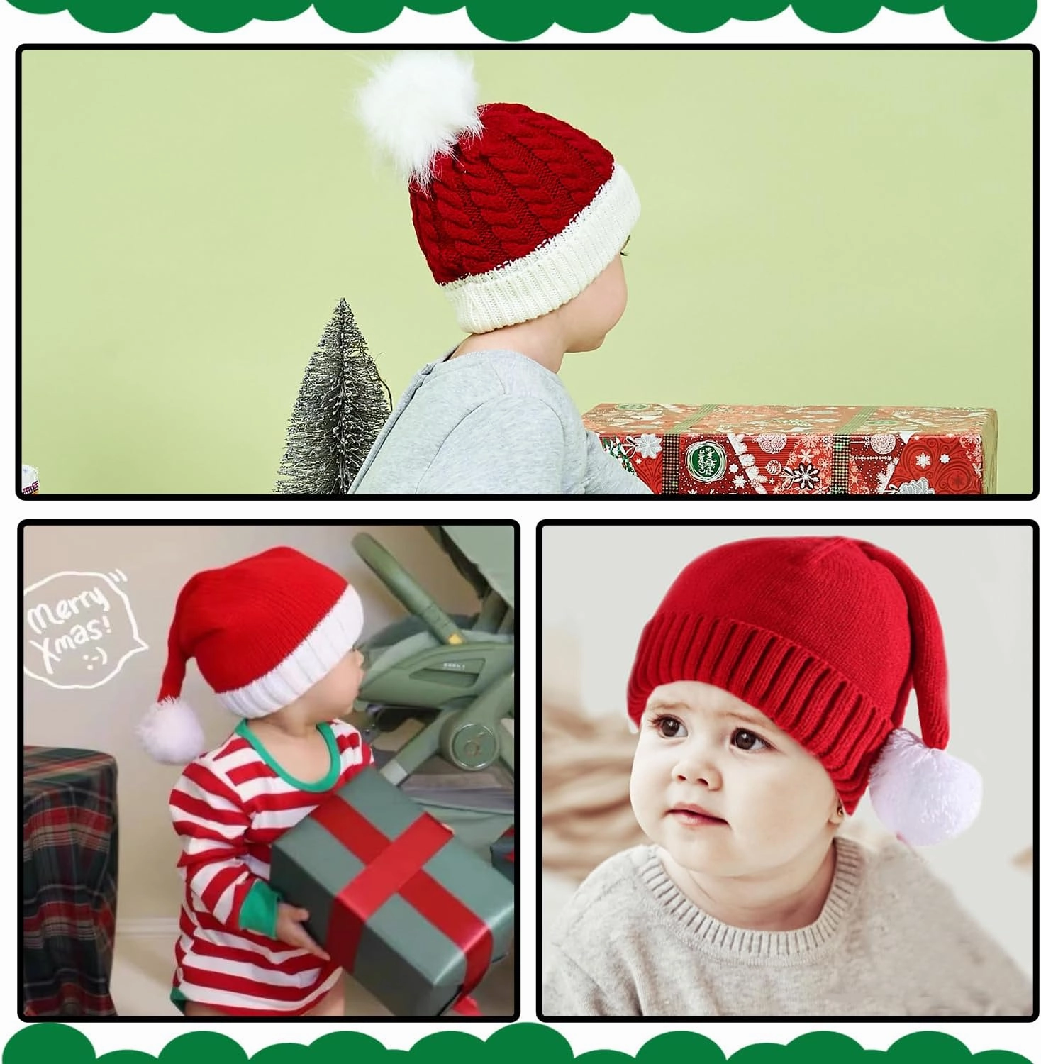 Ypser Infant Baby Knitted Beanie Photo Prop Crochet Knit Cap Christmas Cap Deer Hat with Bow