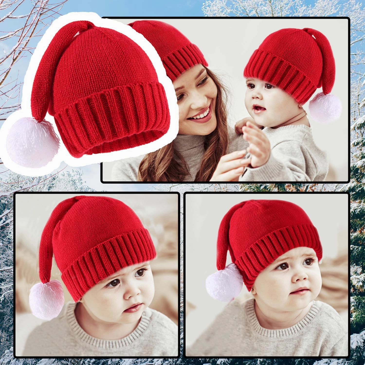 Ypser Infant Baby Knitted Beanie Photo Prop Crochet Knit Cap Christmas Cap Deer Hat with Bow