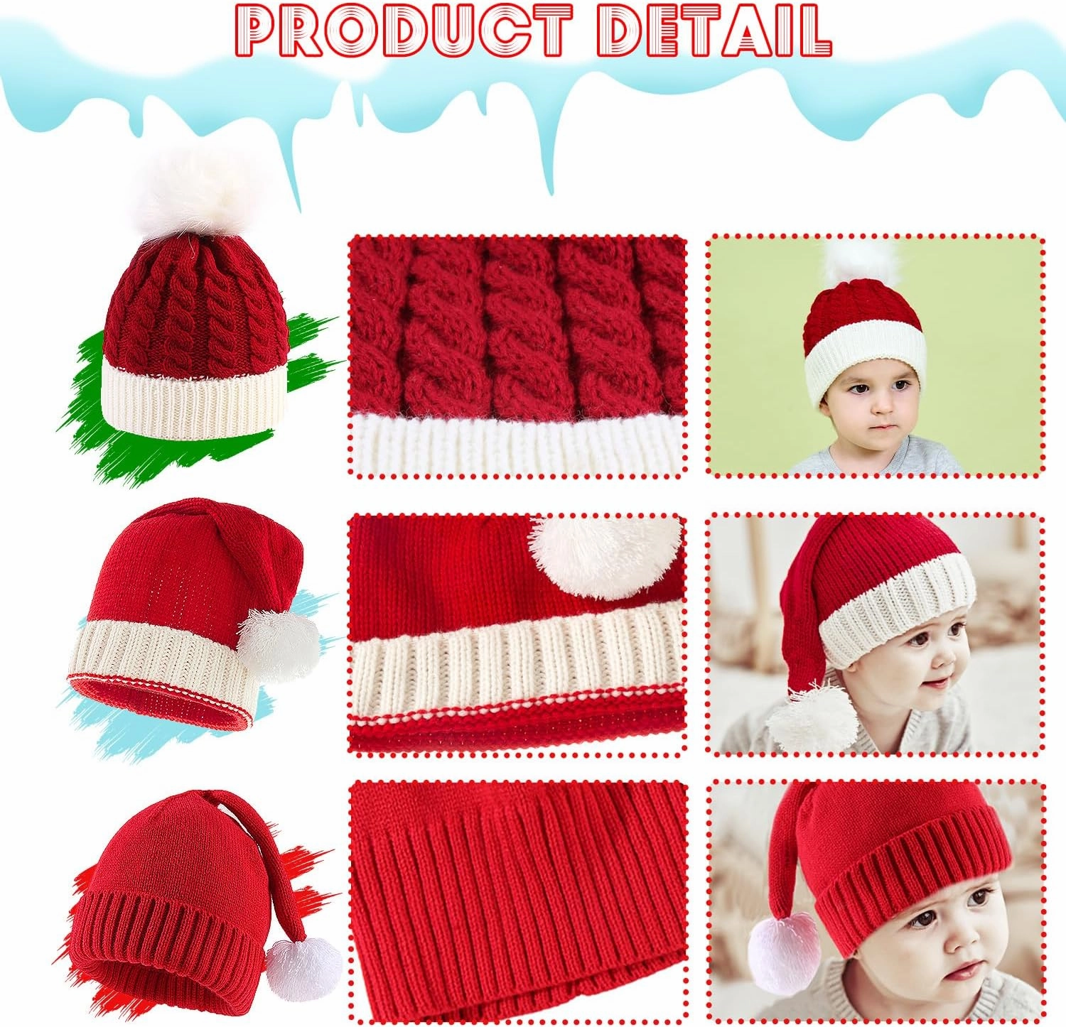 Ypser Infant Baby Knitted Beanie Photo Prop Crochet Knit Cap Christmas Cap Deer Hat with Bow