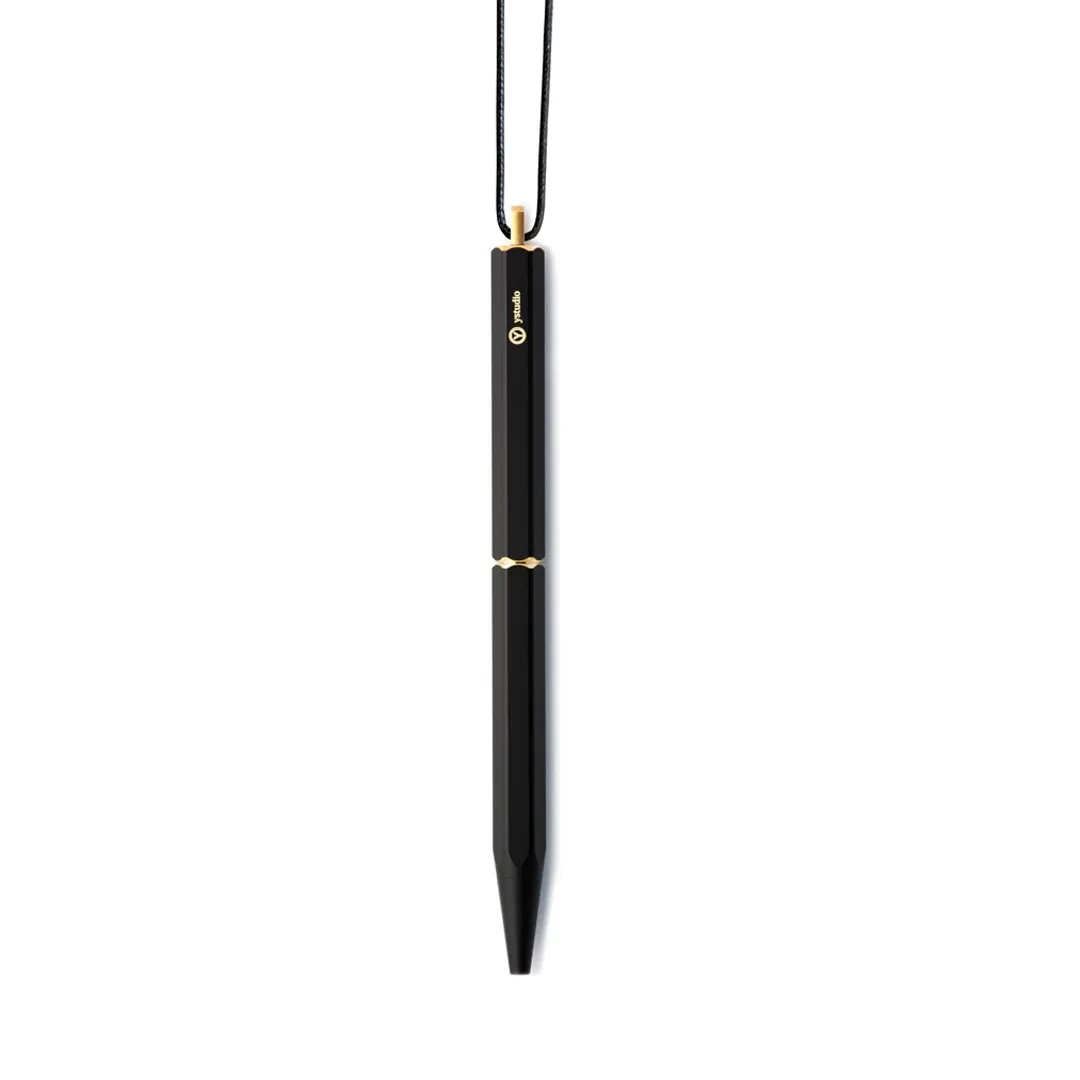 Ystudio | Ball Point Pen | Black Portable | Classic Revolve Series | Metal Brass Body | Fine