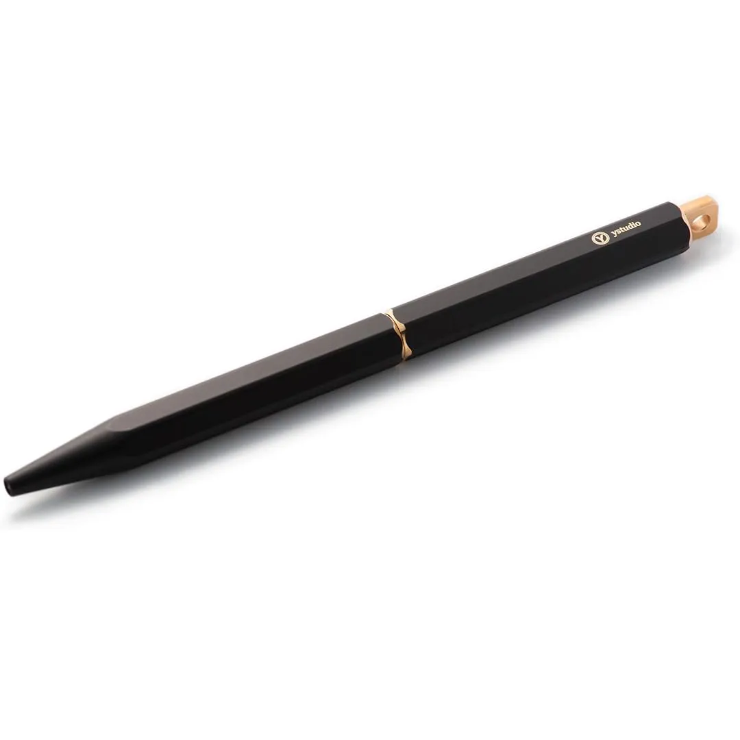 Ystudio | Ball Point Pen | Black Portable | Classic Revolve Series | Metal Brass Body | Fine