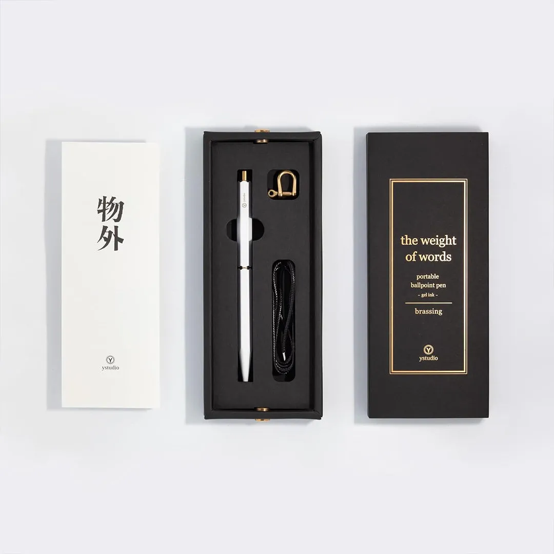 Ystudio | Ball Point Pen | White Portable | Classic Revolve Series | Metal Brass Body
