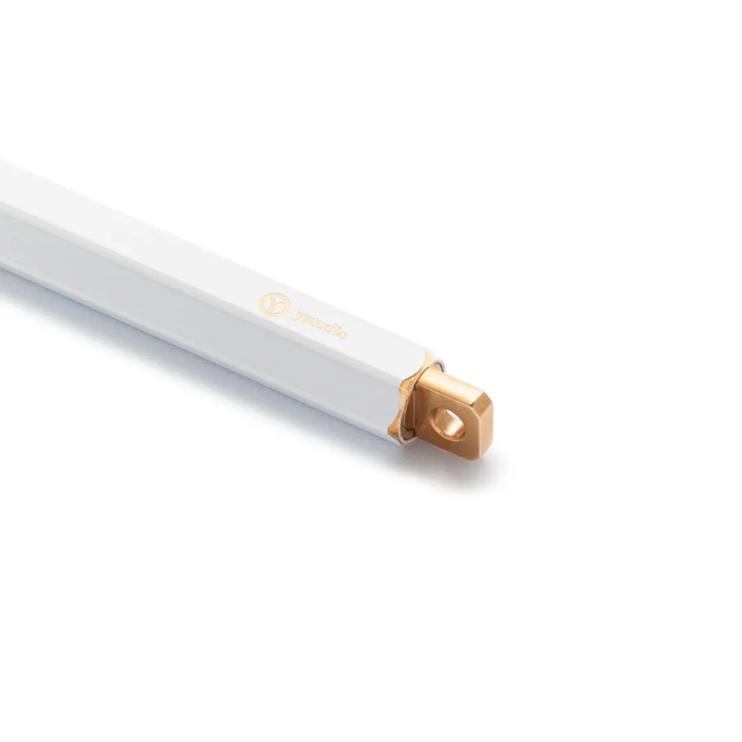 Ystudio | Ball Point Pen | White Portable | Classic Revolve Series | Metal Brass Body