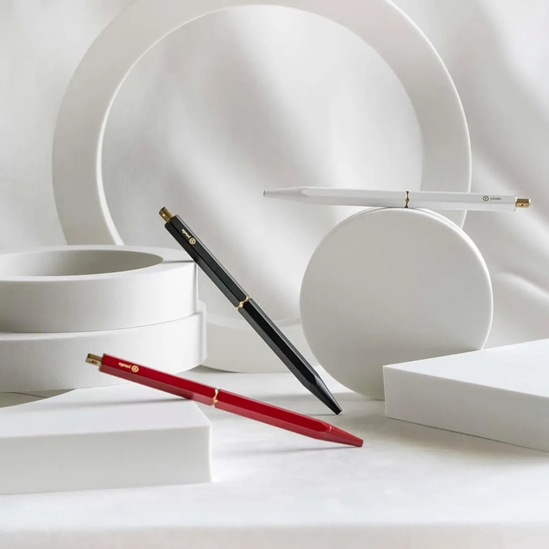 Ystudio | Ball Point Pen | White Portable | Classic Revolve Series | Metal Brass Body