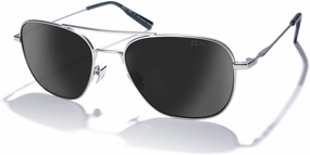 Zeal Optics Skyway Polarized Pilot Sunglasses, Matte Silver/Dark Grey, Medium