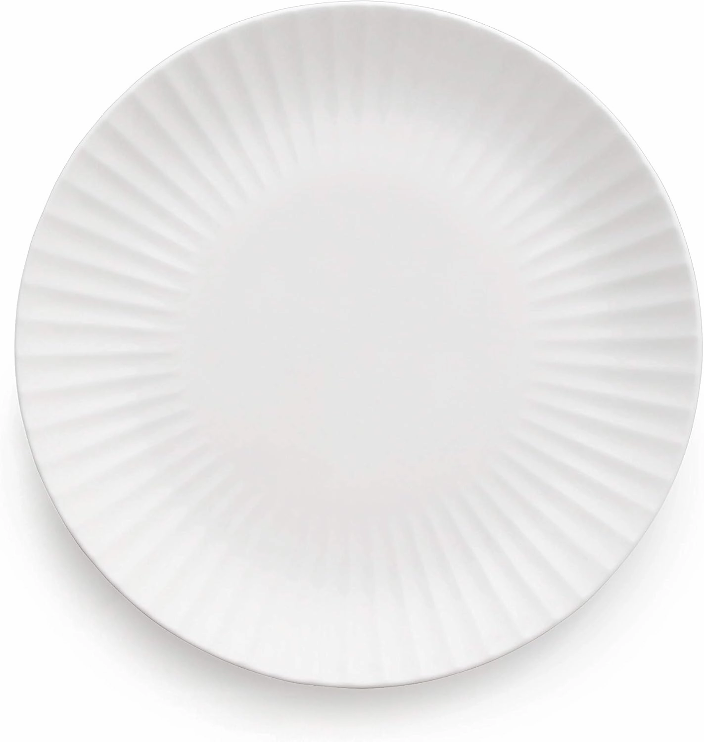 ZEN Pleats Porcelain Dinner Plates 11 Inch Set of 6 (White)