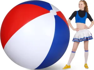 Zhanmai 60 Inch Giant Patriotic Beach Balls, 4th of July Red White and Blue Large Beach Balls Inflatable Summer Independence Day Party Favors for Hawaiian Beach and Swimming Pool Party