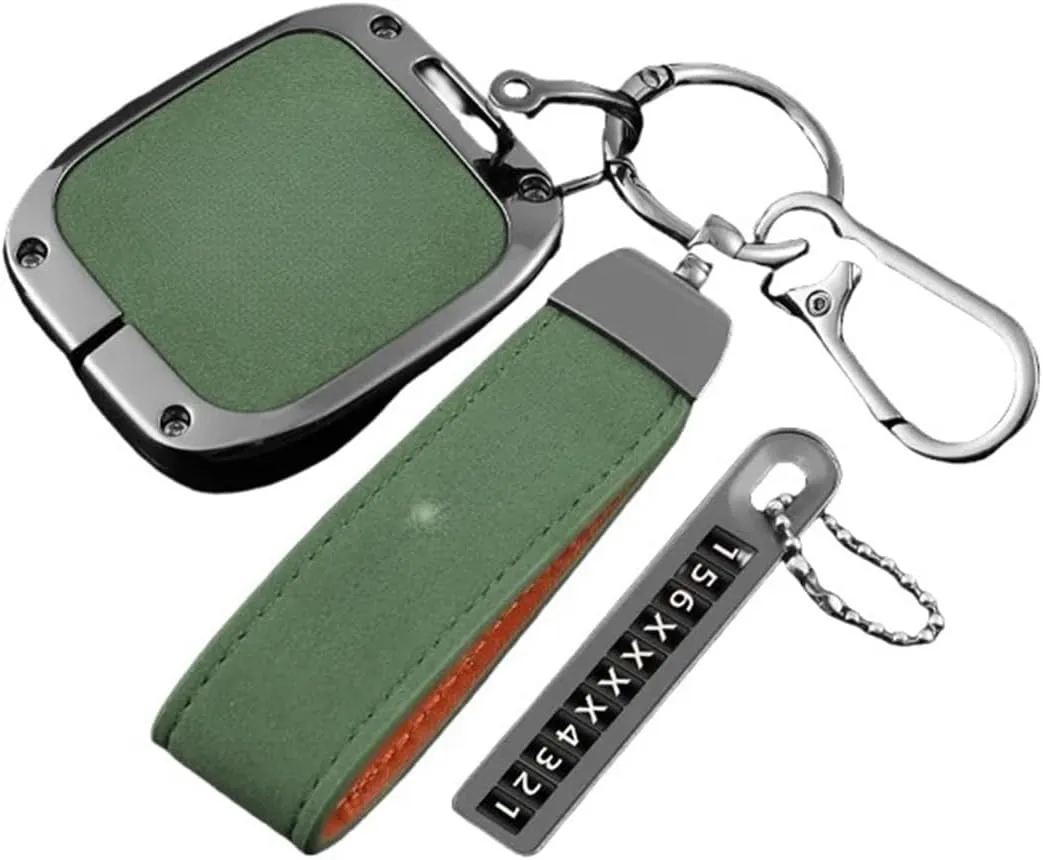 Zinc Alloy Leather Car Smart Remote Key Fob Case Cover Shell Bag Compatible For Extremely Krypton 001 ZEEKR NFC Card Keychain Accessories(A brown 03)