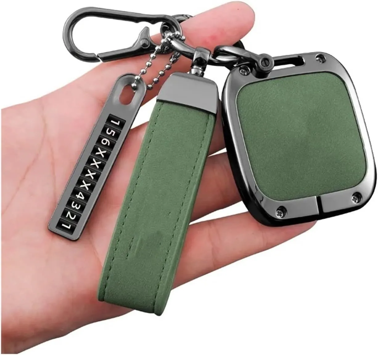 Zinc Alloy Leather Car Smart Remote Key Fob Case Cover Shell Bag Compatible For Extremely Krypton 001 ZEEKR NFC Card Keychain Accessories(A brown 03)