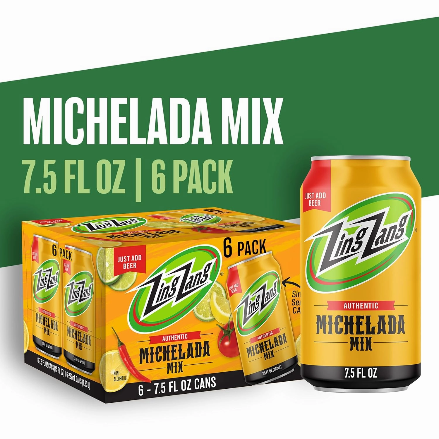 Zing Zang Michelada Mix | Non-Alcoholic Cocktail Mixer | 7.5 Fl Oz Cans (Pack of 24)