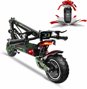 ZU06 1200W Adults Electric Scooter Up to 35 MPH, 52V Battery 50 Miles Long Range, Dual Suspension and Hydraulic Disc Brakes, 10" Off Road Fat Tires Fast E Scooter for Adults with Seat